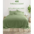 thumbnail image 2 of 30-inch Extra Deep Pockets - Pure Giza Cotton Split Head King Size, Sage Color Bedsheet Set - 400-Thread-Count, 34" Split from Top, 6-PC [1 flat sheet, 1 fitted sheet, 2 pillowcases], 2 of 7