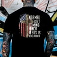 thumbnail image 4 of "Normal Isn't Coming Back Jesus Is" T-Shirt – Patriotic Christian Cross & Flag Graphic Tee, 4 of 6