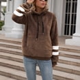 thumbnail image 4 of Scyoekwg Womens Sweatshirt Plush Hooded Drawstring with Pocket Pullover Sweatshirt Trendy Pullover Tops Classic Solid Colors Casual Hoodie Tops Ladies Sweatshirts Long Sleeve Coffee XL, 4 of 6