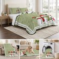 thumbnail image 6 of Quilts Twin Size Bedding Set, Green Christmas Snowflakes Lightweight Quilted Comforter, Winter Xmas Cute Snowman Plaid Soft Reversible Bedspread Coverlet with Pillow Covers for All Season, 68" x 86", 6 of 9