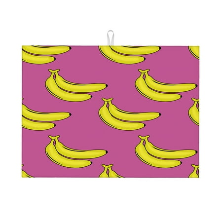 

Dish Drying Mat Cute Cartoon Banana Microfiber Absorbent Drying Mats Reversible Kitchen Countertop Protector Dishes Drainer Rack Pad 18x24 Inch