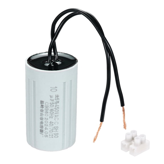 CBB60 10uF Running Capacitors, AC 450V 2 Wires 50/60Hz Cylinder 60x35mm,1Set