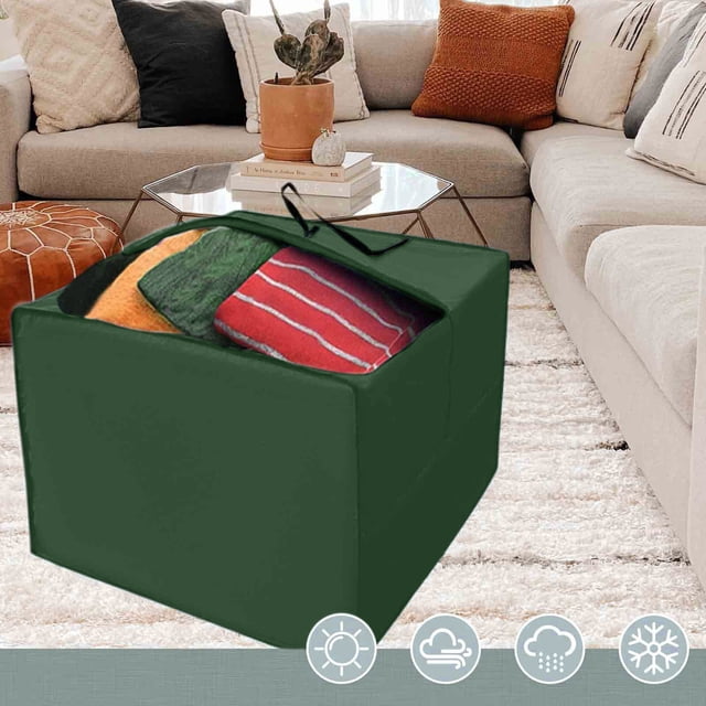 WIFKLSIIPG Sac de Rangement pour Coussins d'Extérieur Housse de Rangement pour Coussins de Patio avec Fermeture Éclair et Poignées Grande Housse de Rangement Extérieure Carrée pour Siège Meuble Oreiller Arbre de Noël 32 X 32 X 24 Pouces