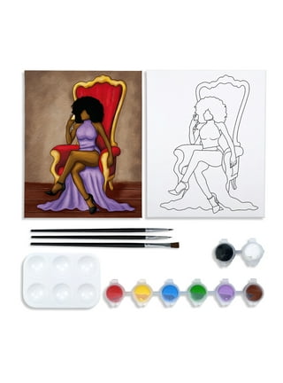VOCHIC 2 Pack 8x10 Canvas Painting Kit Bundle,Couples Paint Party Kits Pre  Drawn Canvas for Painting for Adult,Afro King Queen Love Couple Pre Drawn  Stretched Canvas Kit Art Set 
