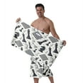 thumbnail image 4 of Colevkie Men's 2 Pieces Bath Wrap Set Soft Lightweight Bath Skirt & Bath Towel for Spa Sauna Bathroom Portable Beach Towel Absorbent Printed Chess Pattern, 4 of 7