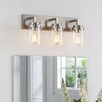 Kyrid 3-Light Brushed Nickel Vanity Light with Clear Glass Shade for Bathroom,E26 Bulbs