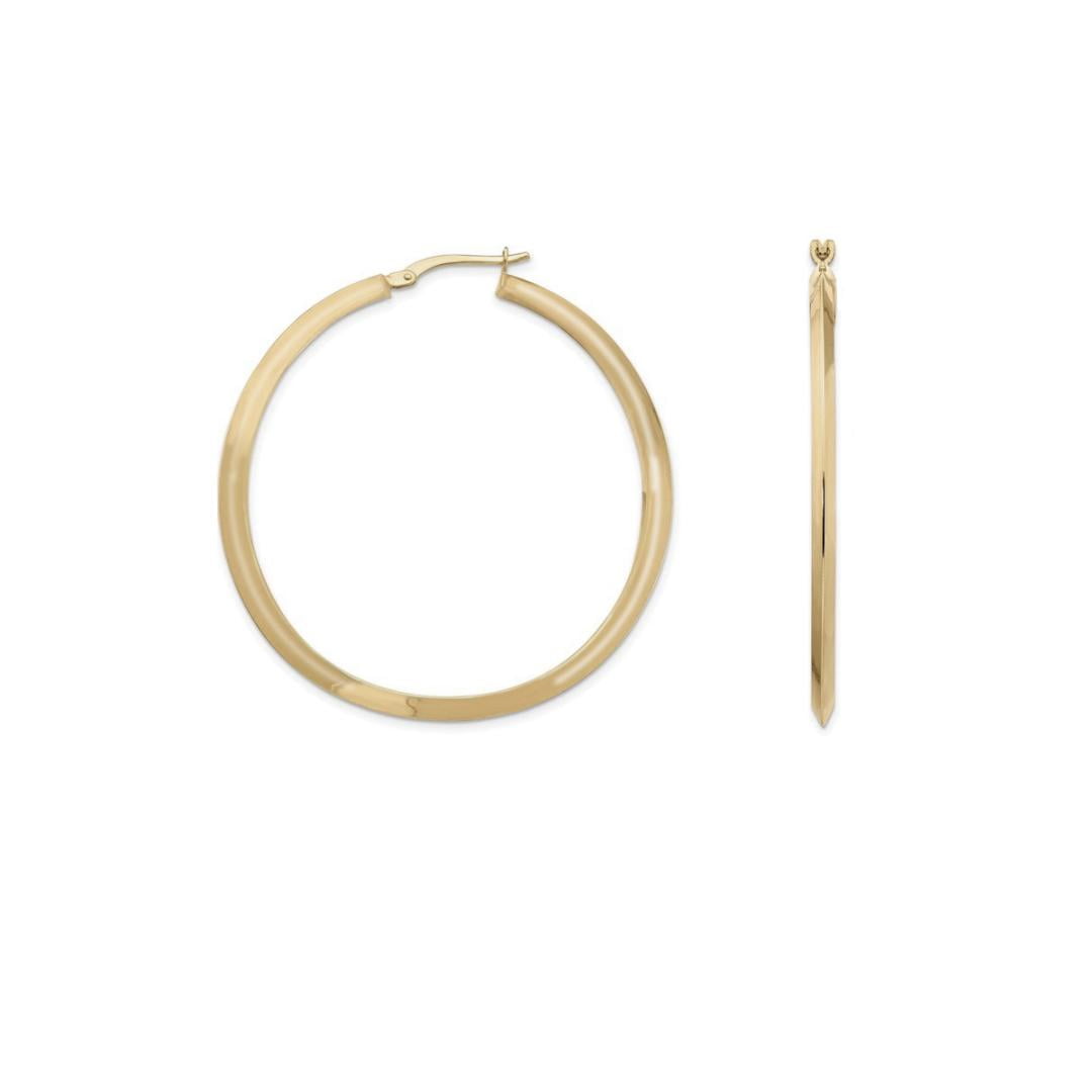 10K Yellow Gold Plain Hoop Earrings 3x19mm 3/4" Diameter 10K Yellow Gold Plain Hoop Earrings 3x19mm 3/4" Diameter