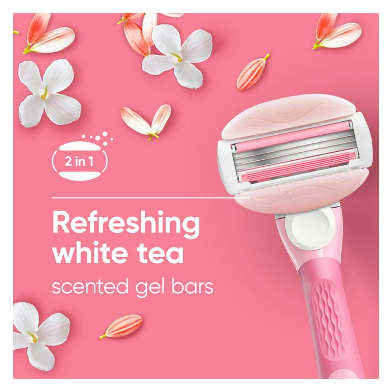 Venus White Tea Razor for Women with 3 Blades, Flexible Gel Bars