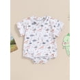 thumbnail image 4 of Aojekbee Baby Boys Summer Romper Infant White Short Sleeve Crew Neck Dinosaur Print Casual Rompers, 4 of 10