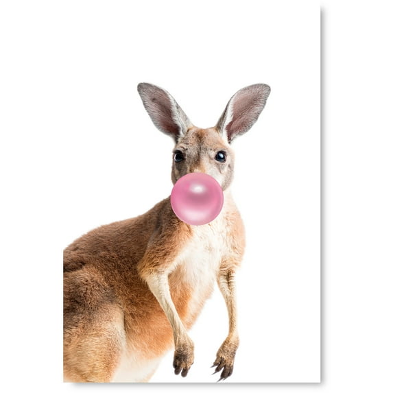 Awkward Styles Pink Kids Room Wall Art Animal Nursery Room Wall Art Kangaroo Chewing Pink Bubble Gum Kids Room Decor Kangaroo Gifts for Kids Room Decor Kangaroo Baby Room Wall Art Gum Art Collection
