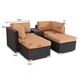 thumbnail image 3 of Gymax 5PCS Chaise en Osier d'Extérieur Salon Ensemble Sectionnel Lit de Repos Pouf, 3 of 10