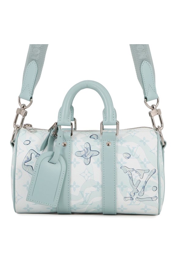 Pre-Owned Louis Vuitton Monogram Aqua Garden Keepall Bandoulire 25 M22527 2-way Shoulder Bag...
