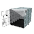 thumbnail image 3 of Floral Dog Crate Cover, Abstract Cold Colored Flower Petals Pattern with Circling Blooms on Vertical Stripes, Easy to Use Pet Kennel Cover for Dogs, 35" x 23" x 27", Multicolor, by Ambesonne, 3 of 6