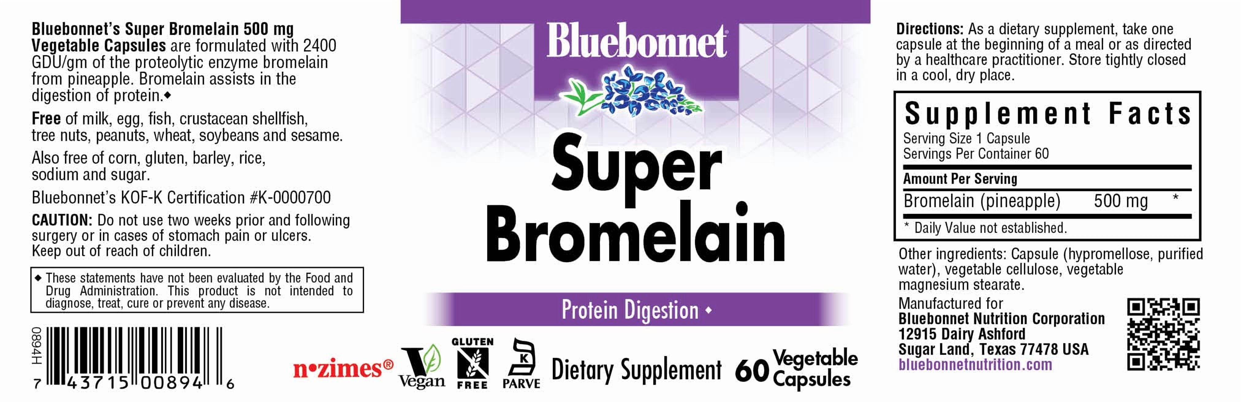 Bluebonnet Nutrition Super Bromelain - Protein Digestion*, Pineapple. 500mg, 60 Count