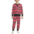 thumbnail image 2 of INSPIRE CHIC Women's Christmas Family Matching Pajama Set Long Sleeve Elk Snow Xmas Sleepwear Lounge Set ["Boys & Girls"] XS Red, 2 of 5