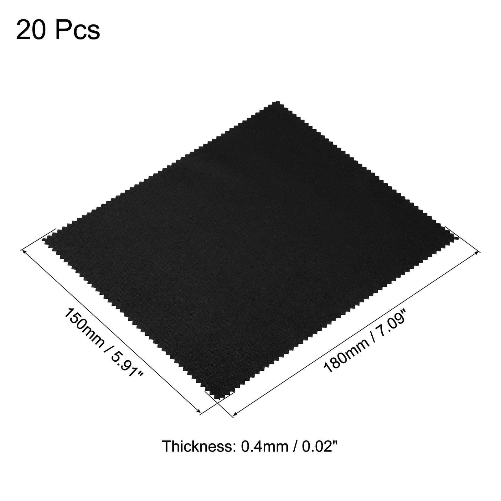 Unique Bargains Microfiber Cleaning Cloth Soft for Camera Screens Black 20Pcs 7" x 6"