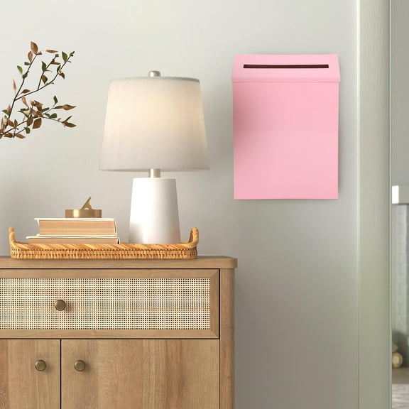 FRCOLOR Retro Pink Iron Mailbox for Decor Simple Vintage Design Durable Wall Hanging props Small Size