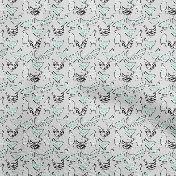 oneOone Cotton Cambric Gray Fabric Birds Rooster Quilting Supplies Print Sewing Fabric By The Yard 56 Inch Wide
