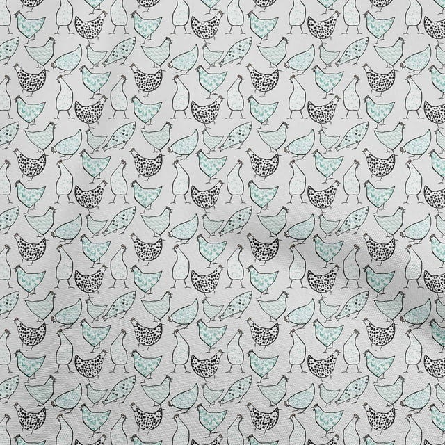 oneOone Viscose Chiffon Gray Fabric Birds Rooster Craft Projects Decor Fabric Printed By The Yard 42 Inch Wide