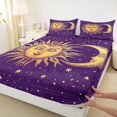 thumbnail image 4 of Homewish Bohemian Sun Moon Queen Sheets,Purple Starry Sky Queen Sheet Sets,4-Piece,1 Flat Sheet, 1 Fitted Sheet and 2 Pillowcases, 4 of 6