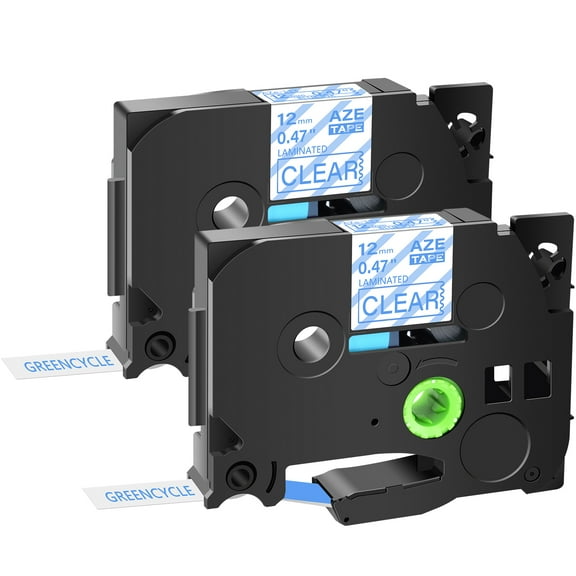 GREENCYCLE 2PK Compatible for Brother P-touch Blue on Clear 12mm TZ TZe TZe-133 TZ-133 TZe133 TZ133 Laminated Label Tape use in PT-P700 PT-P750W PT-D210 PT-D400 PT-D600 Label Maker