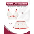 thumbnail image 4 of Ausing Womens Lingerie Set Sexy Floral Lace Bra Mini Skirt Babydoll Mesh Bow High Waist Outfits 2 Piece White M for Valentine's Day Birthday Gifts, 4 of 7