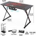 ERGONOMIC Gaming Desk 47 Inch PC Gaming X Shaped Gaming Computer Desk
