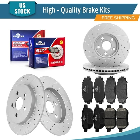 YXPCARS 12PCS Brake Kits, Brake Rotors Ceramic Brake Pads for Toyota Corolla Matrix Pontiac Vibe, Front Rear (31505 55159 D1210 D1354)