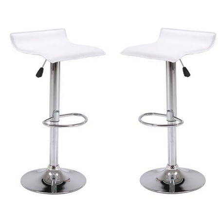 Vogue Furniture Direct Adjustable Height Swivel Barstools with Footrest, White (Set of 2) VF1581045-2