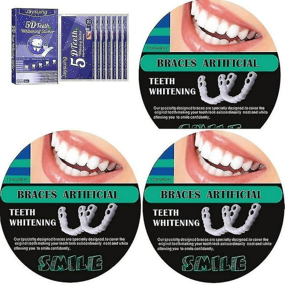 3set Silicone Simulated Tooth Cover Teeth Whitening Denture Paste Instant Smile