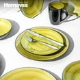 thumbnail image 4 of HomeVss, Stoneware Sonoma 16pc Dinnerware Set, Black + Speckled Spin Wash Green, 4 of 7