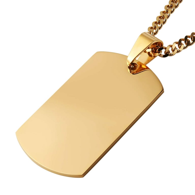 HZMAN Mens High Polishing Stainless Steel Dog Tag Pendant Necklace 22+2 inch Link Chain