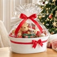 thumbnail image 7 of Leodye 1PCS Cotton Rope Gift Basket with Handles Woven Storage Bin with Bow Clear Ribbon Gift Bag for Christmas Holiday Gift Giving Home Storage Container -13.78x8.66x5.51in, 7 of 7