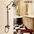 thumbnail image 2 of gotonovo Matte Black Exposed Shower Brass Pipe Shower Faucet Bathroom Shower Combo Set Rainfall Shower Head Handheld Spray Bathtub Shower 8 Inch 3 Function Vintage Wall Mounted Double Cross Knobs, 2 of 9