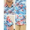thumbnail image 6 of INSPIRE CHIC Men's Shirts Short Sleeve Floral Print Button Up Point Collar Hawaiian Shirt 34 Blue Pink, 6 of 6