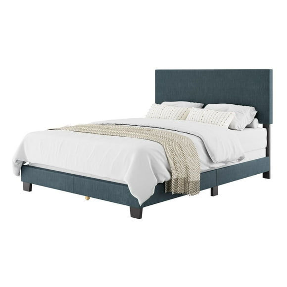 CorLiving Celeste Modern Upholstered Adult Queen Bed Frame with Headboard, Box Spring Required