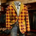 thumbnail image 3 of KKBOTIVE Christmas Suits Men Retro Plaid Corduroy Xmas Graphic Suit Jackets Slim Lapel Button Down Blazers for Dinner Party 2025 Orange Size: XXXXL, 3 of 3