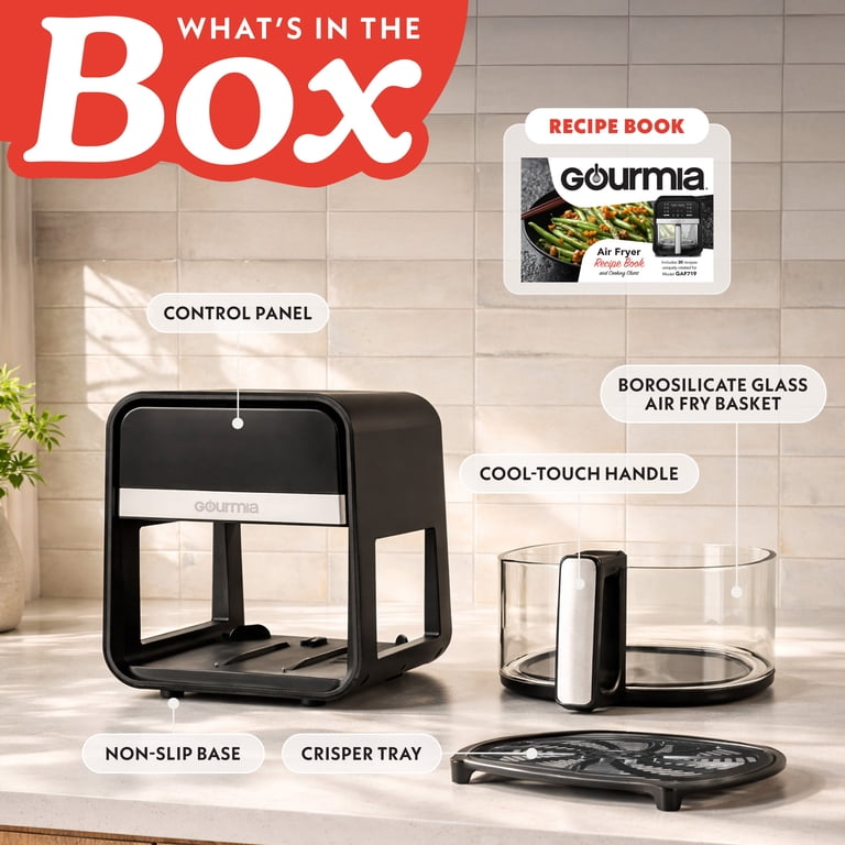 Gourmia 7-Quart Digital Air Fryer with Glass Basket and 12-One