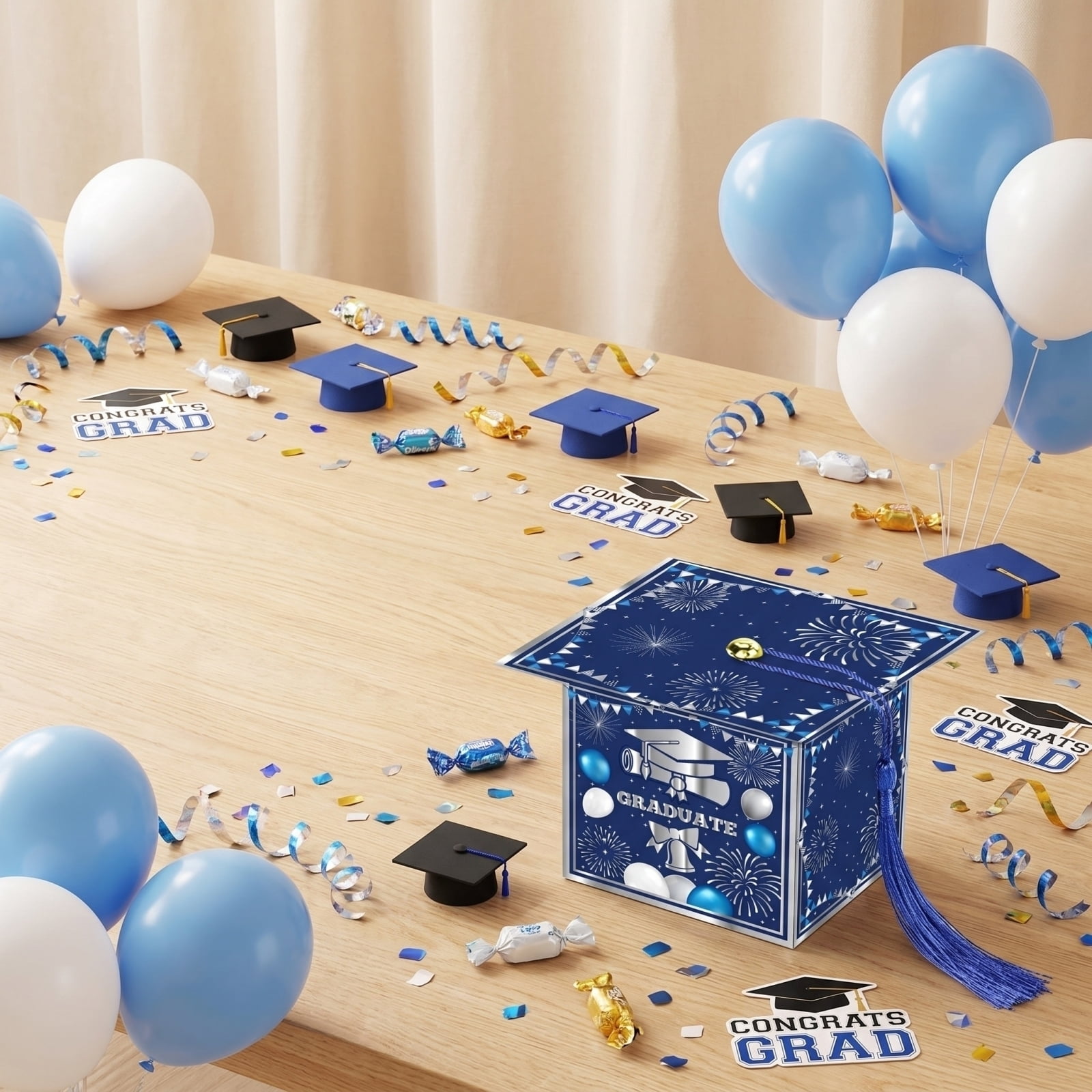 Graduation Doctoral Cap Box, Surprise Candy Packaging Bags & Gift Storage Bags for Graduation Party Favor Supplies (Black)