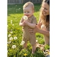 thumbnail image 4 of BemeyourBBs Newborn Baby Boy Girl Summer Clothes One Piece Outfit Romper Jacquard Textured Button Collared Short Sleeve Infant Jumpsuit with Chest Pocket, 4 of 9