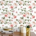 thumbnail image 5 of VEELIKE 17.7''x118'' Soft Pink Floral Wallpaper Peel and Stick Vintage Peony Floral Contact Paper for Cabinets Shelves Self Adhesive Removable Wallpaper Flower Wall Mural for Bedroom Bathroom Nursery, 5 of 9