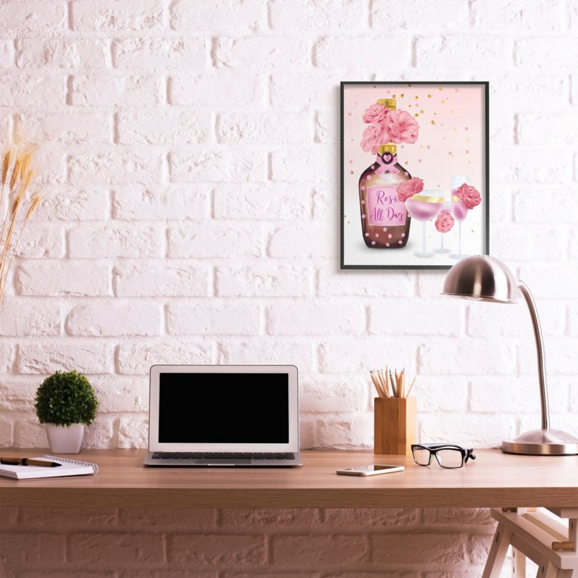 Stupell Industries Rosé All Day Quote with Pink Polka Dot Details Design by Ziwei Li