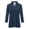 thumbnail image 5 of Long Sleeve Shirts For Women 3/4 Length Sleeve V Neck Collared Tops Summer Business Casual Work Shirts Fashion Outfits Womens Long Sleeve Tops, 5 of 5