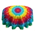 thumbnail image 4 of Rainbow Tie Dye Circular Pattern Round Tablecloth 60"x60",Wrinkle Wipeable Table Cloth for Kitchen Dining Room Picnic Patio Party, 4 of 6
