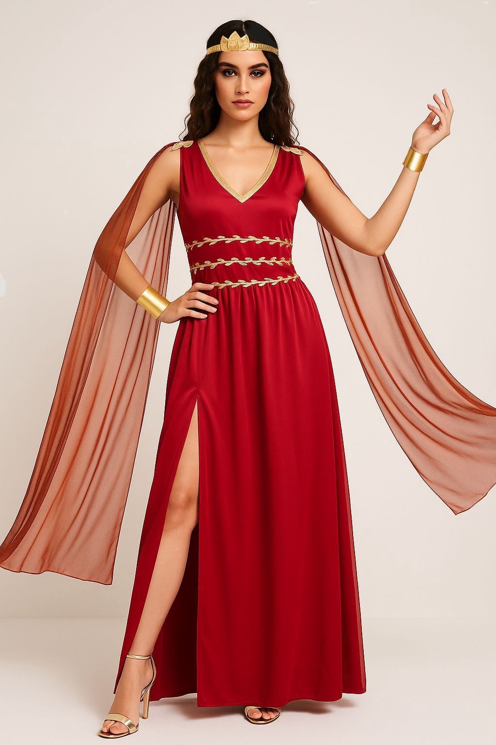 egyptian formal dresses Adult Halloween Costume Morph Cleopatra Costume For Women | Complete Queen Dress With Headpiece, Belt, Cuffs & Cape modern egyptian dress