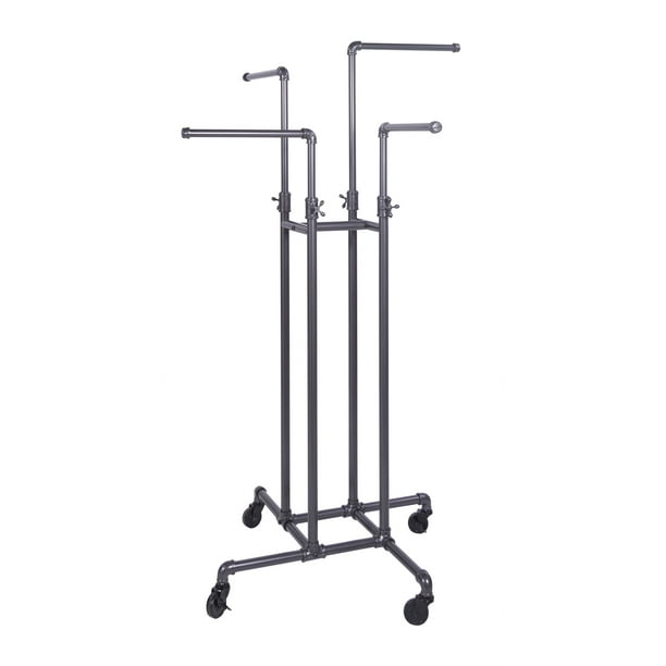 Clothing Rack Econoco Heavy Duty Pipeline Adjustable 4 Way Rack Plumbing Pipe Clothes Rack Anthracite Grey Walmart Com Walmart Com