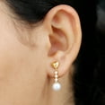 thumbnail image 5 of Rosec Jewels 6.25 CT Diamond Earrings with Freshwater Pearl Drop, Diamond and Pearl Dangle Earrings, Pearl Drop Dangle Earrings with Gold Heart, 14K Yellow Gold, 5 of 7