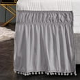 thumbnail image 5 of Exclusivo Mezcla Microfiber Pom Pom Bed Skirt with Adjustable Elastic Belt, Easy Wrap Around Dust Ruffles with 16 Inch Tailored Drop, Wrinkle and Fade Resistant, (Full, Light Grey), 5 of 8