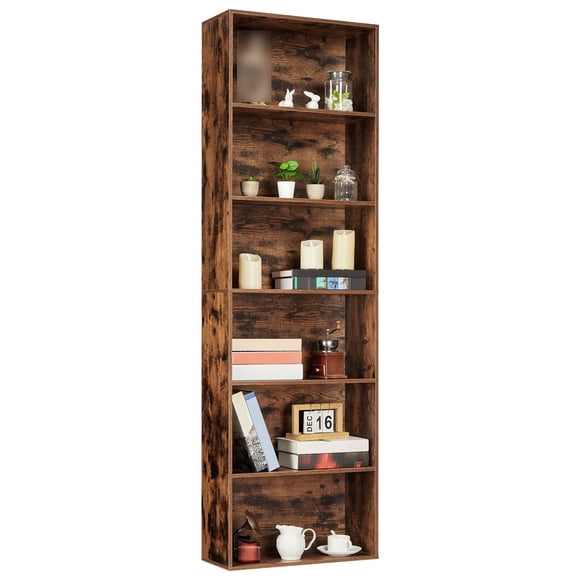 QinaQin Grande Commode Bibliothèque, Bibliothèque Ouverte en Bois à 6 Tablettes pour Exposition et Rangement