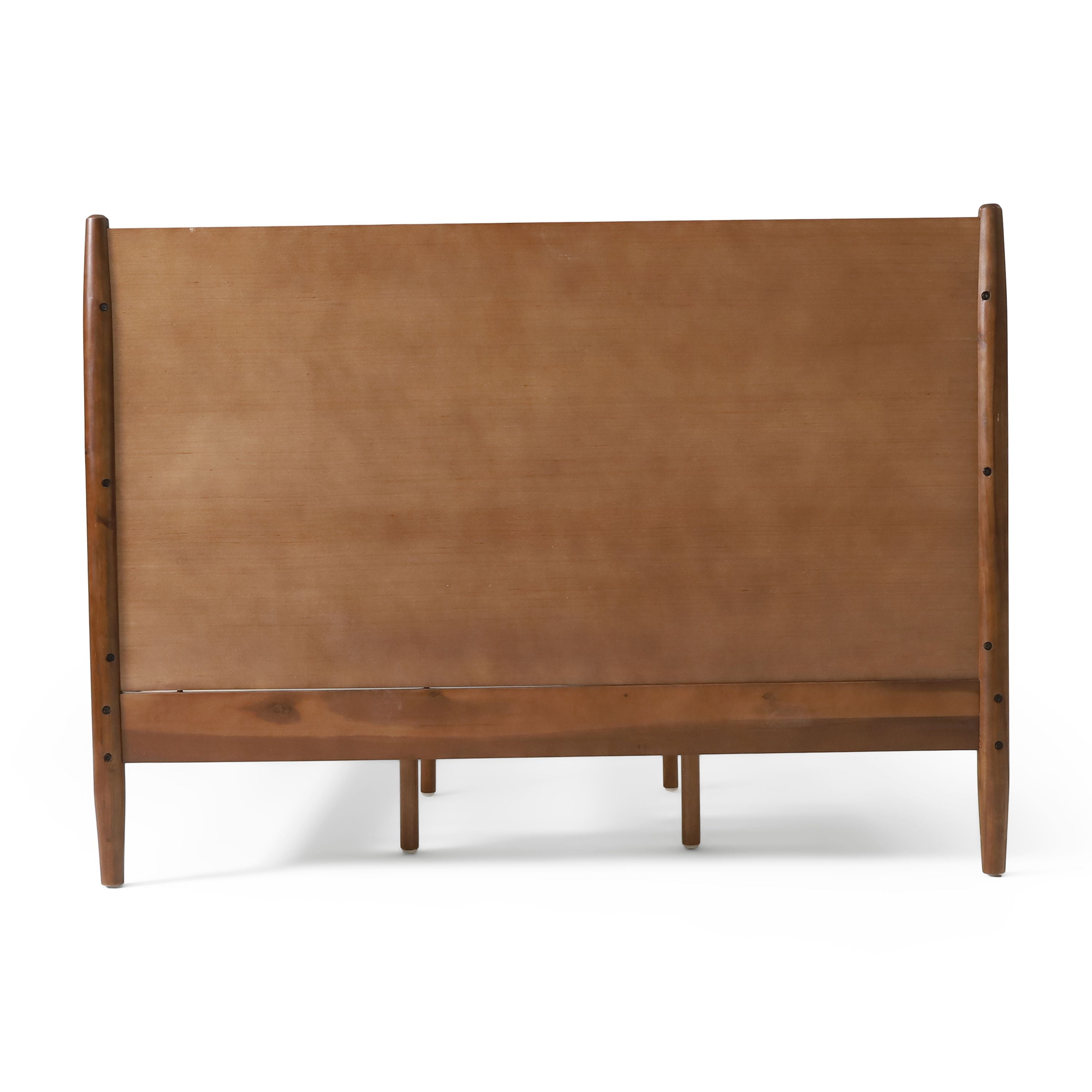Mintazer King Platform Bed Frame, Mid-Century Bed with Panel Headboard & Splayed Legs, No Box Spring Required, Brown